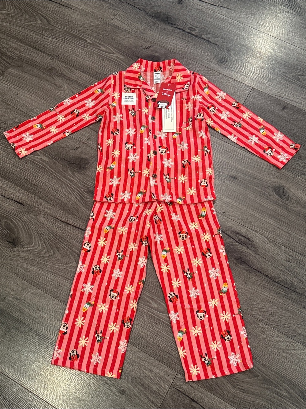 Old Navy X Disney Holiday Christmas Kids Pajama Set Mickey Minnie Goofy Donald